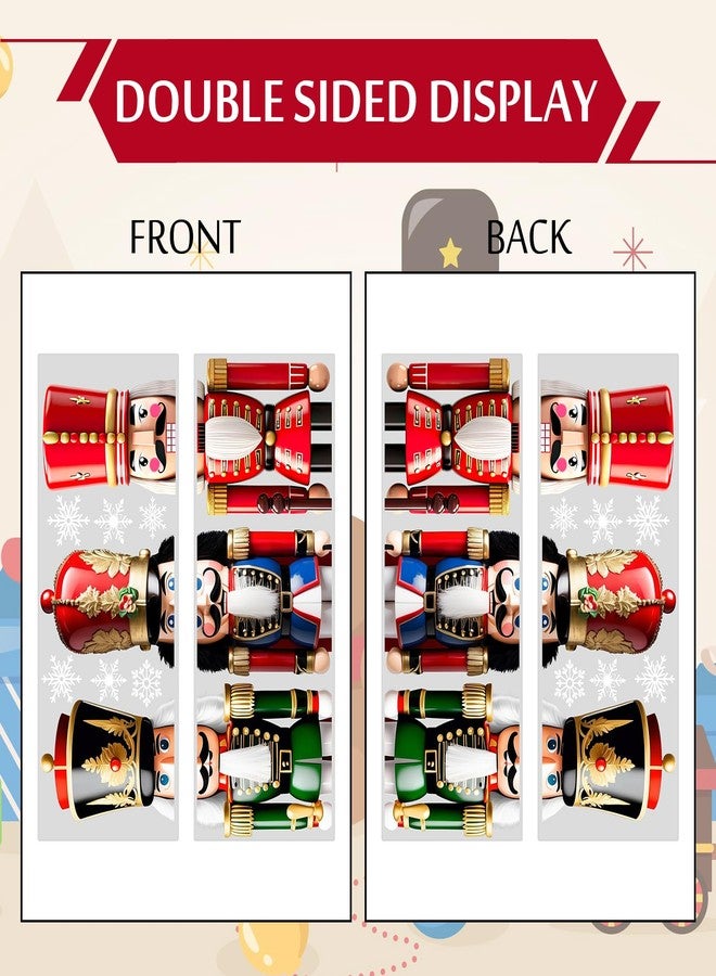 وولاين ملصقات نوافذ عيد الميلاد كبيرة الحجم من والين، مقاس 13.8 × 35.4 بوصة، بتصميم ثلاثي الأبعاد على شكل كسارة البندق وندفة ثلج، ملصقات زجاجية عتيقة لتزيين المنزل والفصول الدراسية والمكاتب والحفلات في عيد الميلاد، 3 أوراق - Image 4