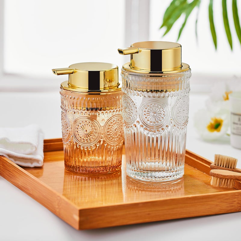 LEICURACE Glass Foam Soap Dispenser - Toothbrush Holder & Refillable Lotion Dispenser (S-Gold-Foaming) - Image 2