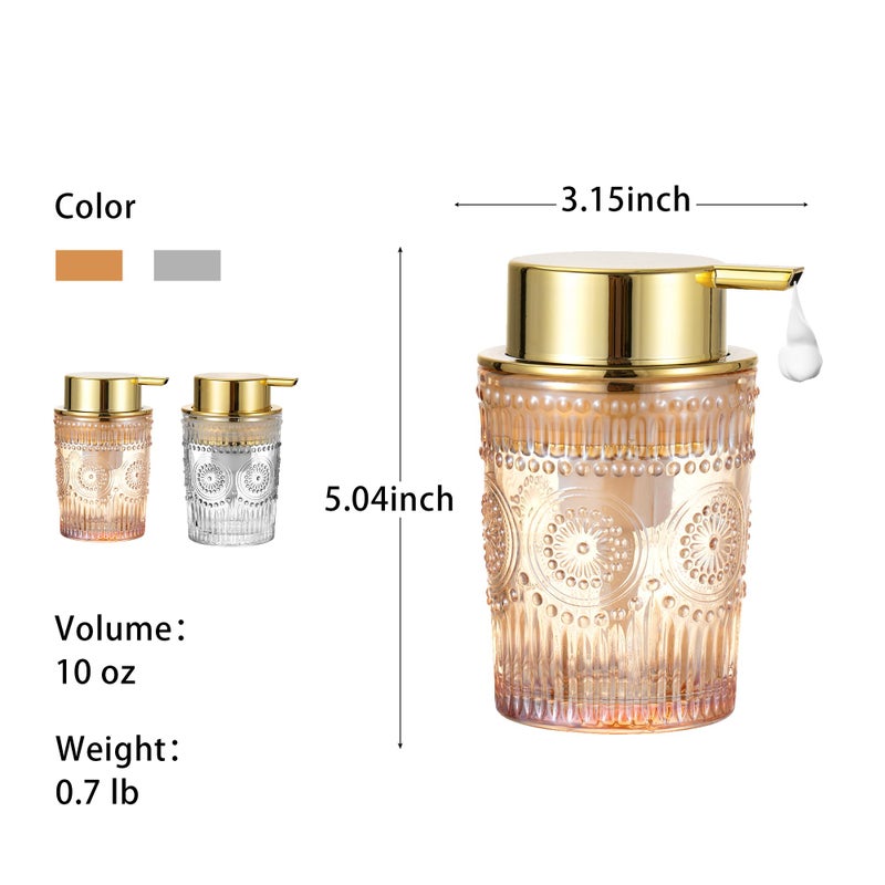 LEICURACE Glass Foam Soap Dispenser - Toothbrush Holder & Refillable Lotion Dispenser (S-Gold-Foaming) - Image 3