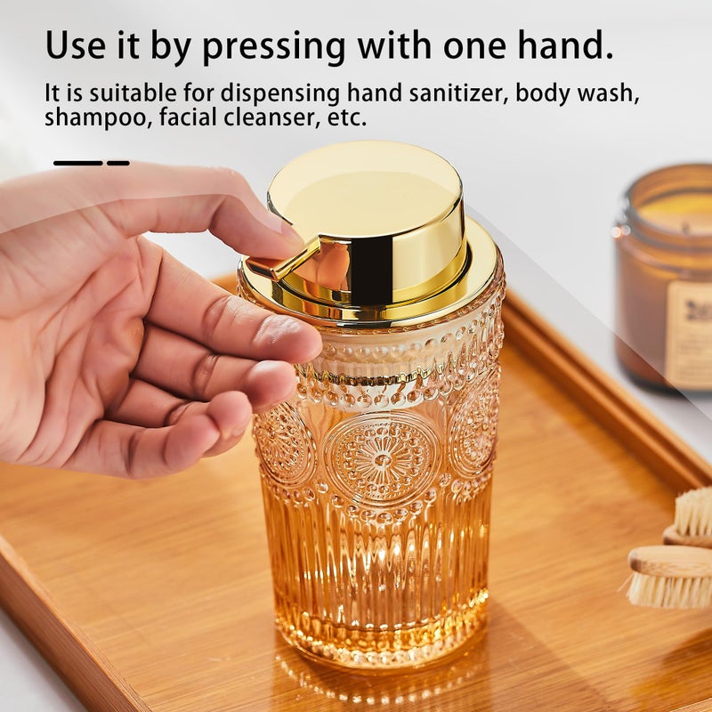 LEICURACE Glass Foam Soap Dispenser - Toothbrush Holder & Refillable Lotion Dispenser (S-Gold-Foaming) - Image 4