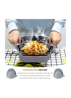 Y&D Air Fryer Silicone Pot - Liners for 6.5 QT or Bigger Square, Food Safe Reusable Basket, Easy Cleaning Pan with Heat-proof Gloves  - Image 3