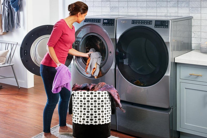 SKYLII Waterproof Canvas Laundry BagHamperMetalic Printed With HandlesFoldable Bin 45 Liter Capacity Black - Image 5