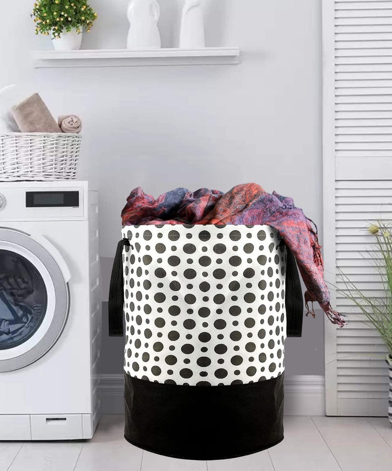 SKYLII Waterproof Canvas Laundry BagHamperMetalic Printed With HandlesFoldable Bin 45 Liter Capacity Black - Image 1