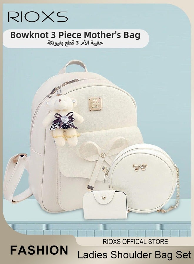 RIOXS Fashionable Backpack with Bowknot, 3-Pieces Bag Set with Backpack, Shoulder Bag and Card Wallet, Classic Versatile Travel Bags, Perfect Size for Daily, Shopping, Dating and Travel Use  - Image 2