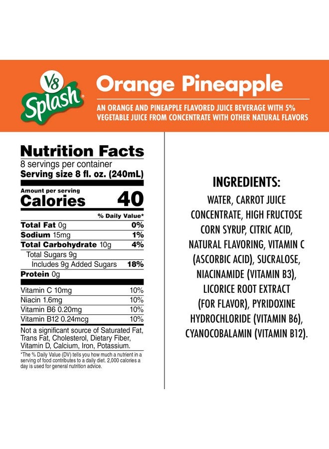 V8 Splash Orange Pineapple Flavored Juice Beverage, 64 FL OZ Bottle - Image 5