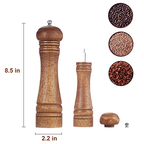 Gulex® Wood Pepper Grinder Pepper Mill,Adjustable Coarseness 8 Inch Wooden Peppermill, Ceramic Grinding Mechanism Salt Mill Refillable (1 pack) - Image 2