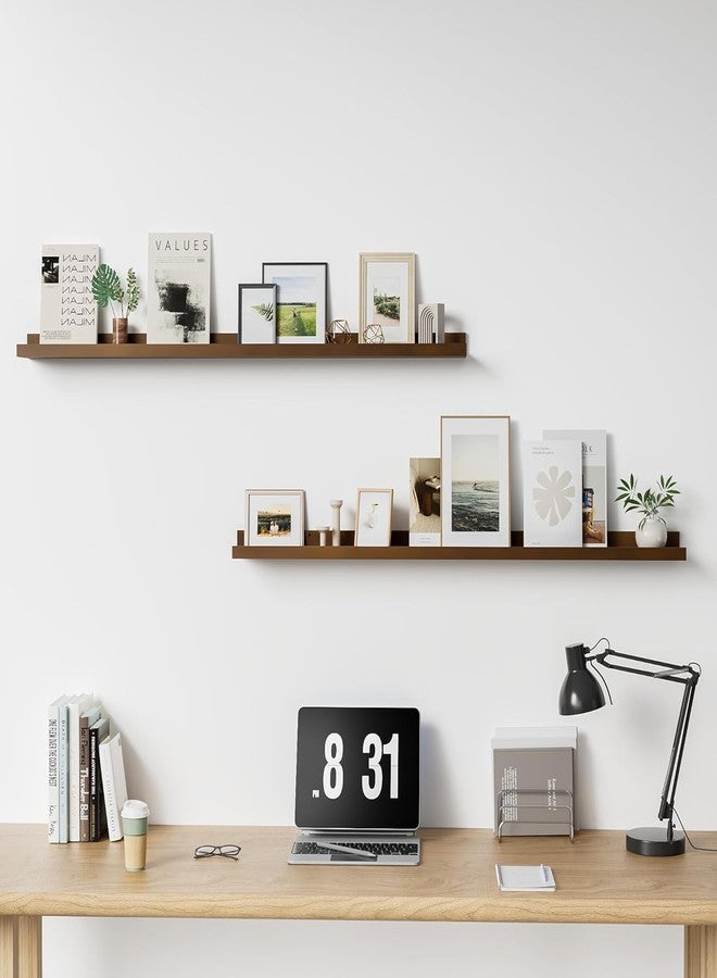 WOODAMIYA® Wooden Wall Mounting Shelves for Decorative Wall Shelf for Books, Décor, and Display - Elegant Space-Saving Design (Teak Finish, 46 INCH) - Image 2
