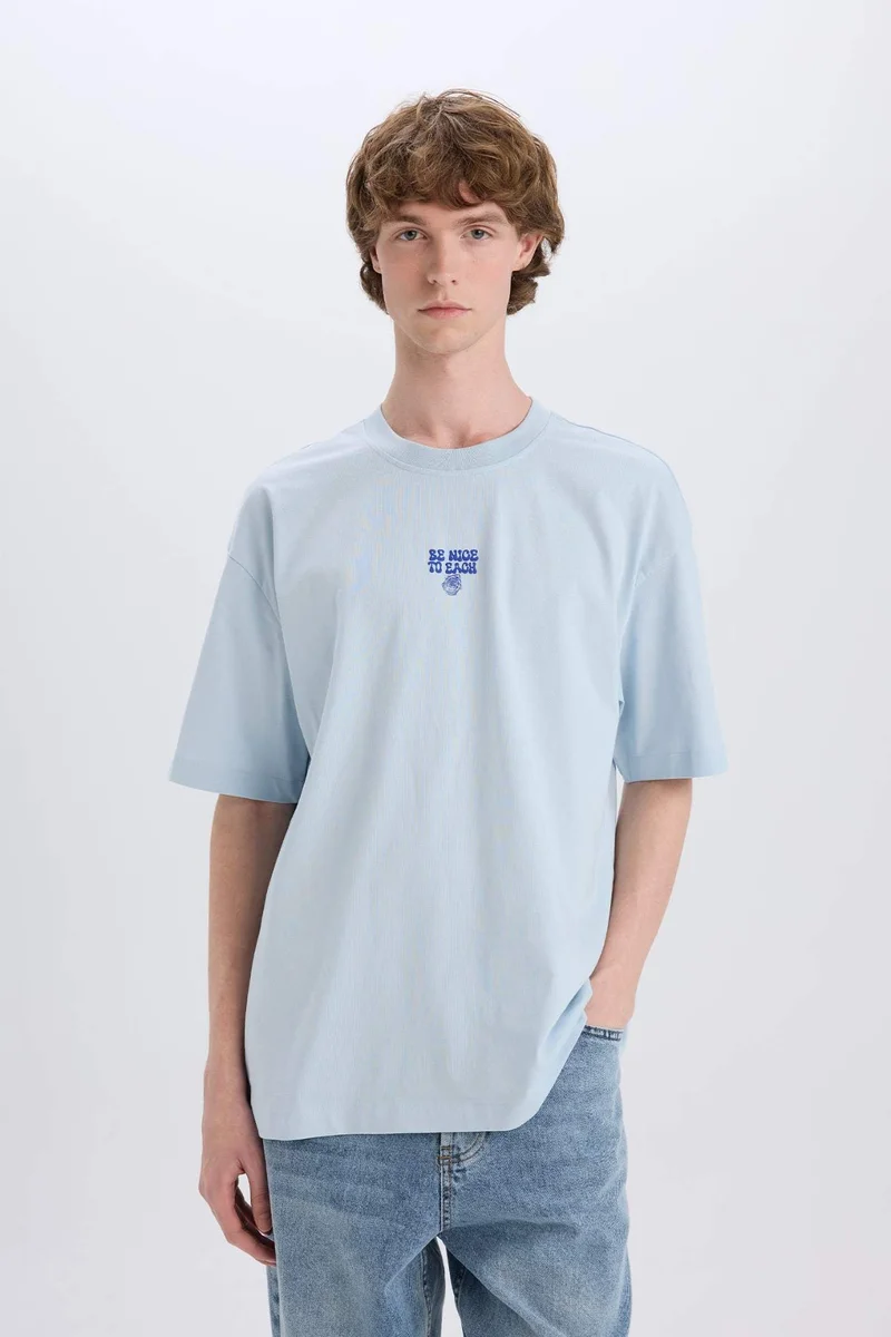 DeFacto Oversize Crew Neck Back Printed T-Shirt