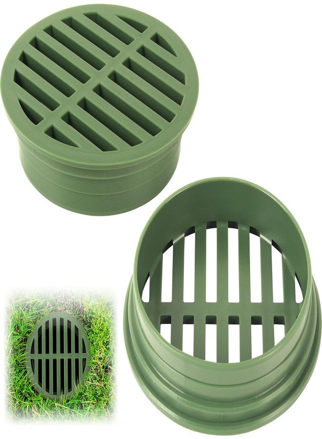 Calvana (2-Pack) Calvana 4” Plastic Round Drainage Grate Cover, Fits 4” Pipes, Prevents Debris, Ideal for Lawns, Patios, and Walkways, Durable UV-Resistant Plastic, Easy Installation, Green - Image 1
