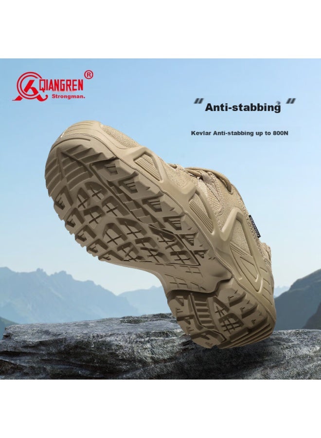Strongman Qiangren Outdoor Waterproof Sports Casual Men's Shoes, Jihua 3515 Hiking Water-wading Mountaineering Training Shoes, Jd6616, Apricot Color, Size 41 - Image 2