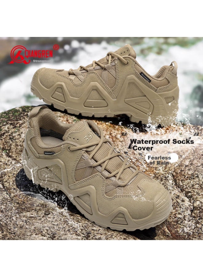 Strongman Qiangren Outdoor Waterproof Sports Casual Men's Shoes, Jihua 3515 Hiking Water-wading Mountaineering Training Shoes, Jd6616, Apricot Color, Size 41 - Image 5
