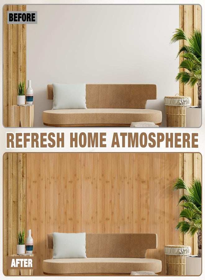 EYAYEN Natural Bamboo Wall Panel for Interior Wall Decor, Pole Wrap Wainscoting Interior Wall Cladding Panel for Kitchen Island, Bedroom, Living Room Office,Decor(16" H x 96" L, Light-Carbonized) - Image 5