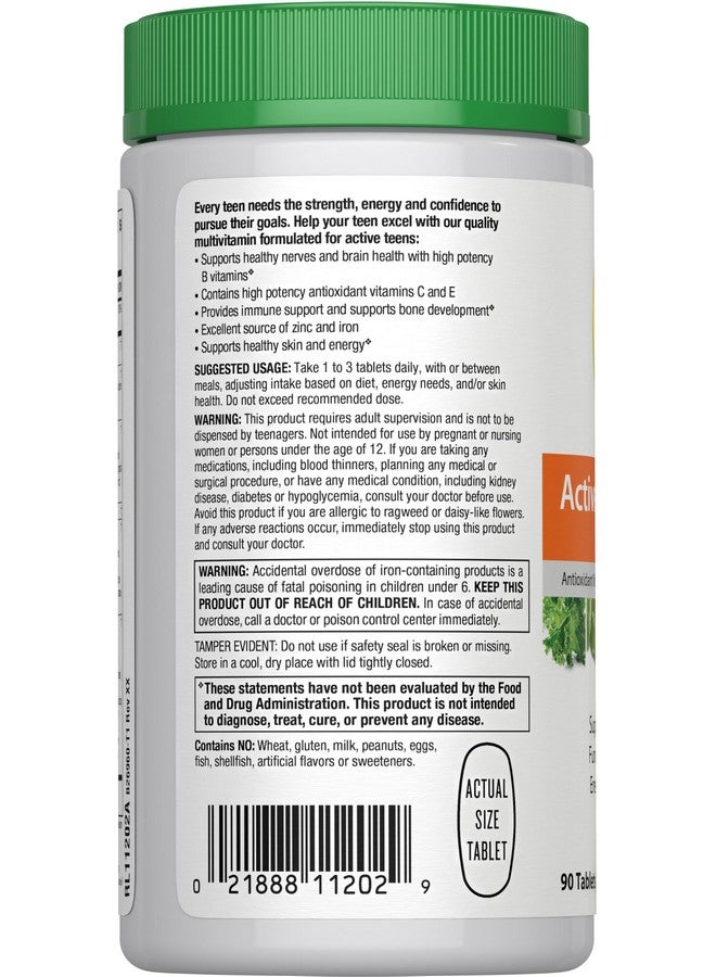 Rainbow Light Rainbow Light Multivitamin for Teens, Vitamin C, Zinc, & B Complex, Supports Brain Health, Nerve Function, and a Strong Immune System, Gluten Free, Vegetarian, Fruit Punch, 90 Tablets - Image 2