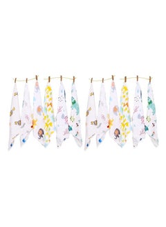 12Piece Soft Organic Cotton Muslin Newborn Face Towels Washcloths In Cute Random Prints (Multipack Of 12)