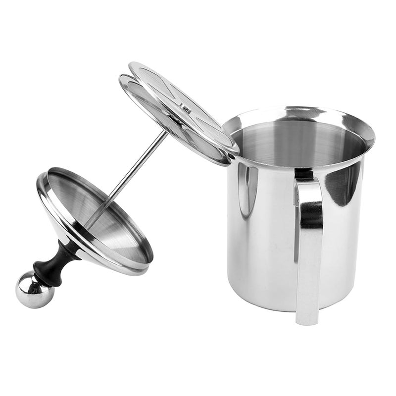 MVM Enterprise Milk Forther Coffee Milk Frother Steel Milk Frother for Hot and Cold Coffee Coffee Foam Maker Double Froth Pump 400Ml Manual Milk Froth - Image 2
