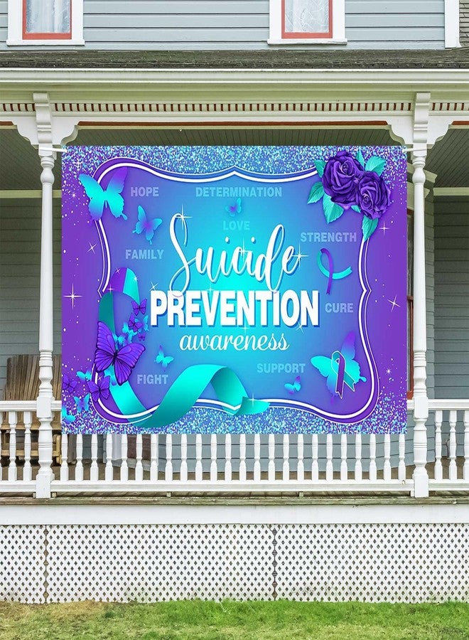 Ticuenicoa Suicide Prevention Awareness Banner - 70.8x43.3in, Purple & Blue, Elegant Design with Butterflies & Roses, Inspirational Message - Image 2