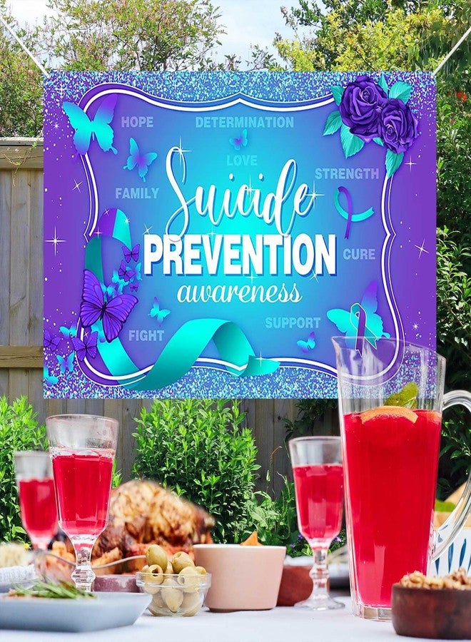 Ticuenicoa Suicide Prevention Awareness Banner - 70.8x43.3in, Purple & Blue, Elegant Design with Butterflies & Roses, Inspirational Message - Image 5