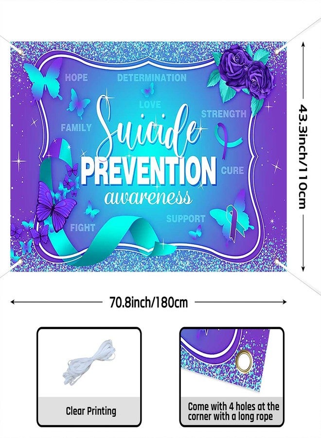 Ticuenicoa Suicide Prevention Awareness Banner - 70.8x43.3in, Purple & Blue, Elegant Design with Butterflies & Roses, Inspirational Message - Image 3