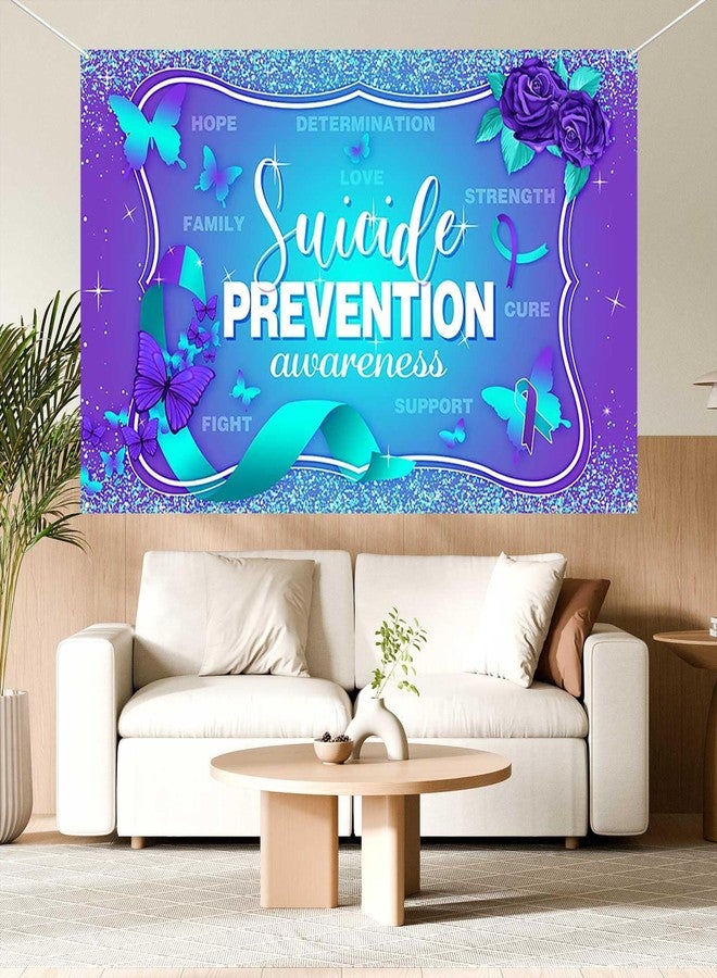 Ticuenicoa Suicide Prevention Awareness Banner - 70.8x43.3in, Purple & Blue, Elegant Design with Butterflies & Roses, Inspirational Message - Image 4