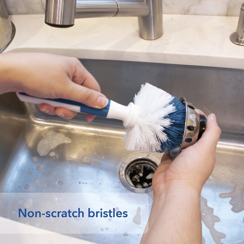 Unger Sink & Dish Scrub Brush - Kitchen Scrub Brush  Dish Washing Scrubber  Small Cleaning Brush  Kitchen Cleaning Supplies  Non-Scratch Bristles  Glassware  Pots  Pans  Tumblers  Drains & Disposals - Image 4