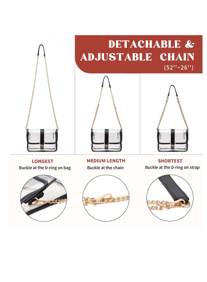 Excefore حقيبة شفافة للنساء، حقيبة كتف شفافة، حقيبة شفافة معتمدة للملاعب، مناسبة للسفر والعمل والحفلات الموسيقية والفعاليات الرياضية - Image 3