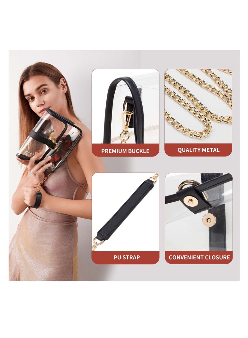 Excefore حقيبة شفافة للنساء، حقيبة كتف شفافة، حقيبة شفافة معتمدة للملاعب، مناسبة للسفر والعمل والحفلات الموسيقية والفعاليات الرياضية - Image 4