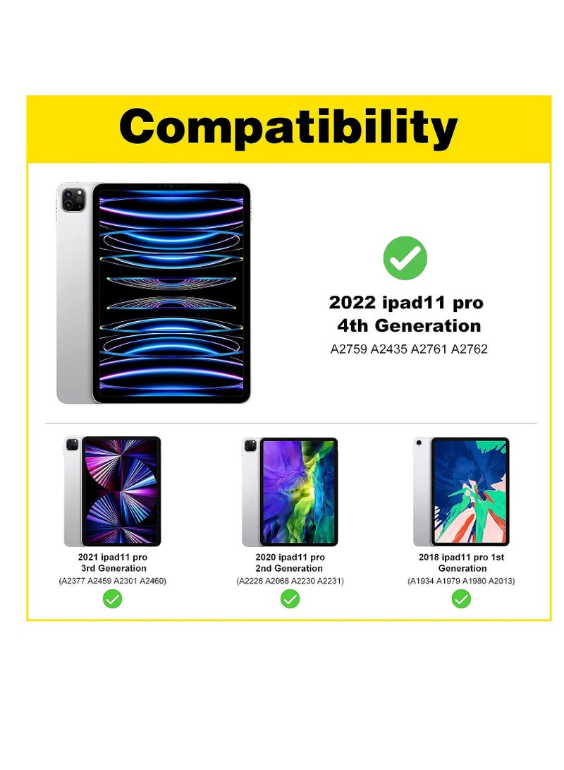حافظة لوحة مفاتيح سوداء لجهاز iPad Pro 11 بوصة 2022 2021 2020 2018 غطاء نحيف خفيف الوزن مع لوحة مفاتيح لاسلكية قابلة للفصل مغناطيسيًا لجهاز iPad Pro 11 بوصة الجيل الرابع والثالث الثاني - Image 4