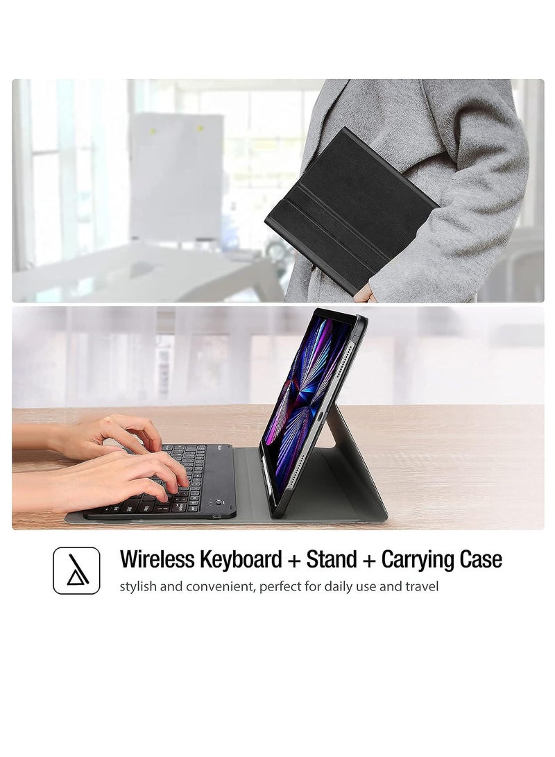 حافظة لوحة مفاتيح سوداء لجهاز iPad Pro 11 بوصة 2022 2021 2020 2018 غطاء نحيف خفيف الوزن مع لوحة مفاتيح لاسلكية قابلة للفصل مغناطيسيًا لجهاز iPad Pro 11 بوصة الجيل الرابع والثالث الثاني - Image 3