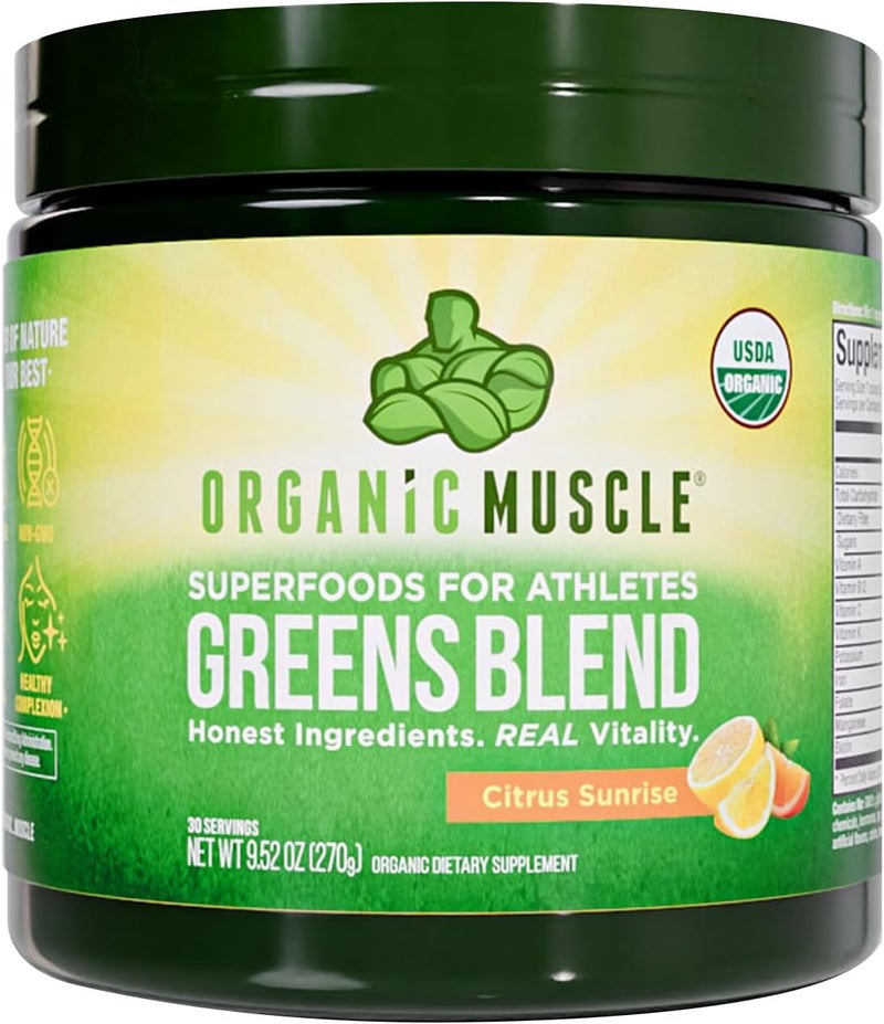 Organic Muscle Super Greens Powder Organic Superfood Powder with Probiotics Spirulina Chlorella and Matcha NonGMO 30 Servings - Image 1