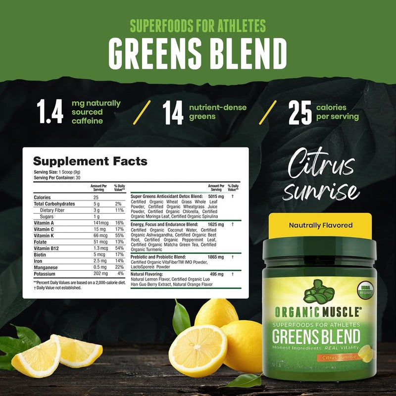 Organic Muscle Super Greens Powder Organic Superfood Powder with Probiotics Spirulina Chlorella and Matcha NonGMO 30 Servings - Image 4