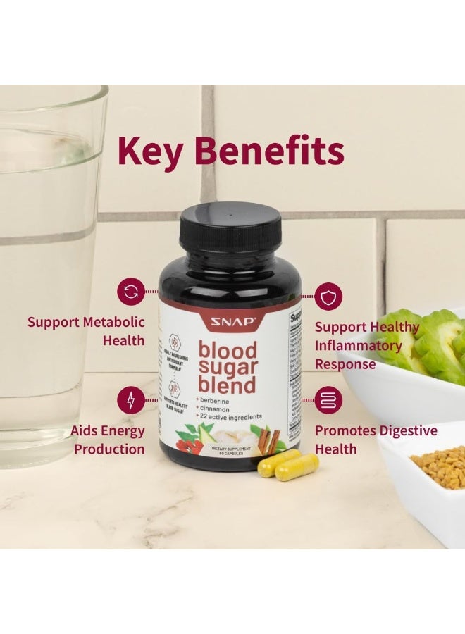SNAP SUPPLEMENTS Blood Sugar Support Supplement - Berberine Supplement With Organic Turmeric, Alpha Lipoic Acid, Zinc, Cinnamon, Chromium That Promotes Healthy Glucose Levels, 60 Capsules - Image 4