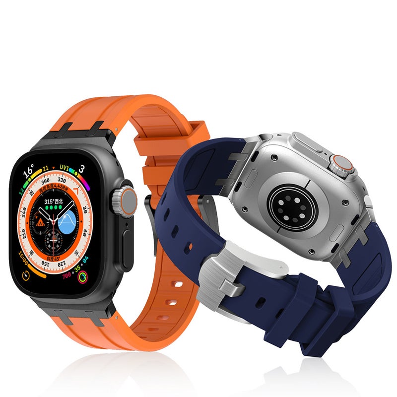 Ready Stock Suitable For Apple Watch Apple Watch Liquid Silicone Strap Stainless Steel Head Ultra Strap - Image 2