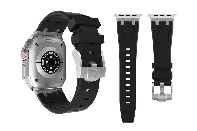 Ready Stock Suitable For Apple Watch Apple Watch Liquid Silicone Strap Stainless Steel Head Ultra Strap - Image 4