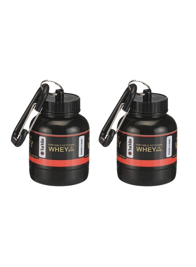 TRUE INDIAN Amazing Whey loader Protein Carry Funnel Portable Protein Whey or Supplement Powder Combo Pack of 2 Carrying Whey Funnel and Container Box with Key-Chain (BLACK) 30 ml, Plastic - Image 1