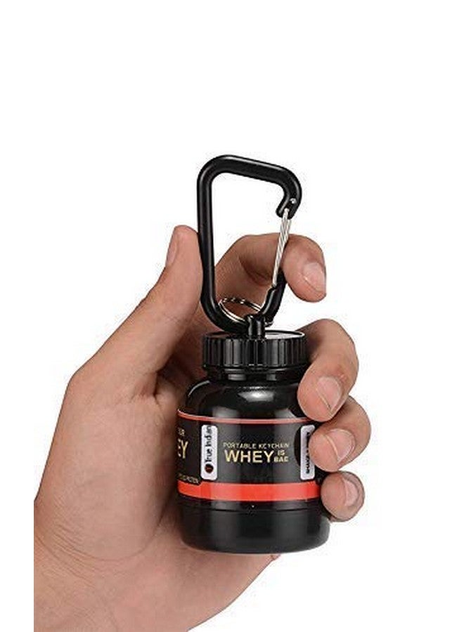 TRUE INDIAN Amazing Whey loader Protein Carry Funnel Portable Protein Whey or Supplement Powder Combo Pack of 2 Carrying Whey Funnel and Container Box with Key-Chain (BLACK) 30 ml, Plastic - Image 2