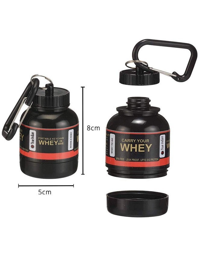 TRUE INDIAN Amazing Whey loader Protein Carry Funnel Portable Protein Whey or Supplement Powder Combo Pack of 2 Carrying Whey Funnel and Container Box with Key-Chain (BLACK) 30 ml, Plastic - Image 3