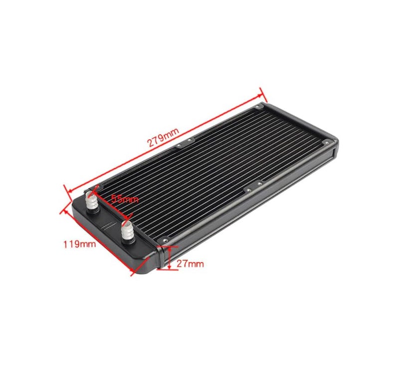 CentIoT - 240mm Radiator Water Cooler Tubes Heat Exchanger Aluminum Water Cooling CPU Heat Sink - For Gaming Computer and Peltier (240mm, Barbed Nozzle) - Image 4