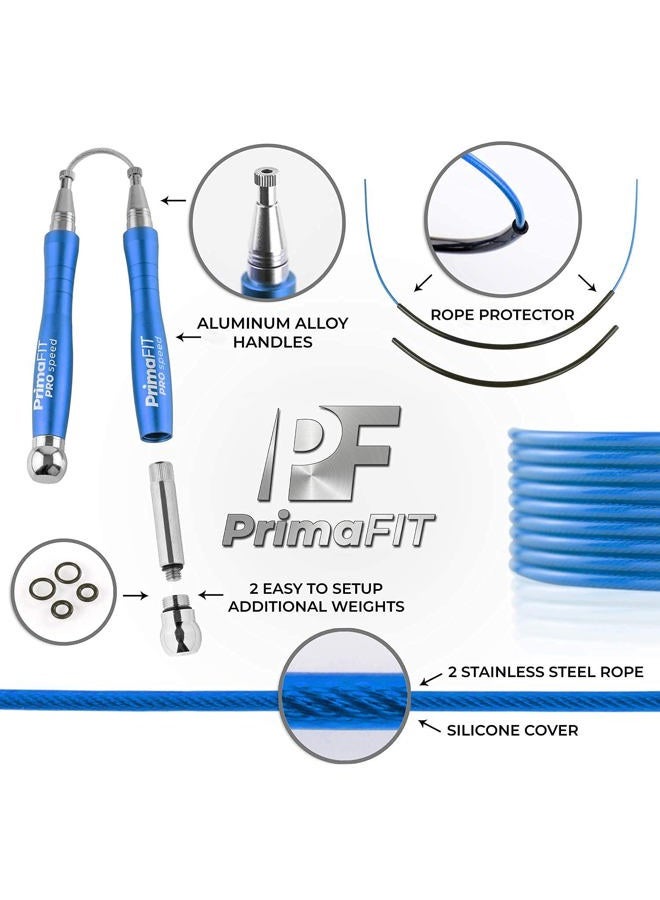 PrimaFIT Pro Speed Skipping Rope Adult Fitness for Men Women Weighted Jump Rope 3m Adjustable Self-Locking Aluminium Boxing Gym MMA Crossfit Workout Fat Loss Spare Cable, Weights, Protectors Carry Bag - Image 4
