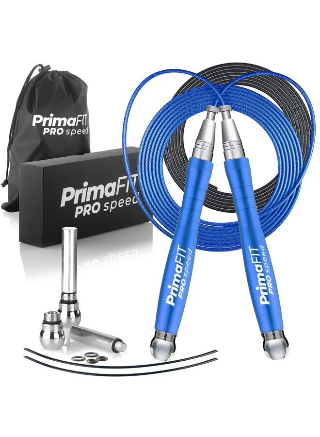 PrimaFIT Pro Speed Skipping Rope Adult Fitness for Men Women Weighted Jump Rope 3m Adjustable Self-Locking Aluminium Boxing Gym MMA Crossfit Workout Fat Loss Spare Cable, Weights, Protectors Carry Bag - Image 1