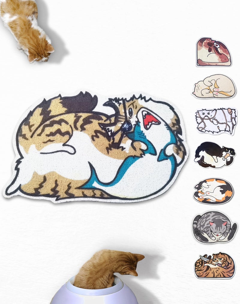 LukamooÂ® Cute Cat Litter Mat (30â€™â€™x20â€™â€™), Large/L, for Kitty Litter & Cute Cat Litter Box, Litter Trapping Mat (mackerel tabby) - Image 1