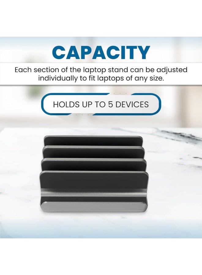 Bukela Multiple Laptop Holder Vertical, Laptop Vertical Stand Holds 5 Devices, Fits All MacBooks Laptops Tablets and Mobiles (up to 17.3”). Closed Upright Vertical Laptop Stand for Desk - Image 3