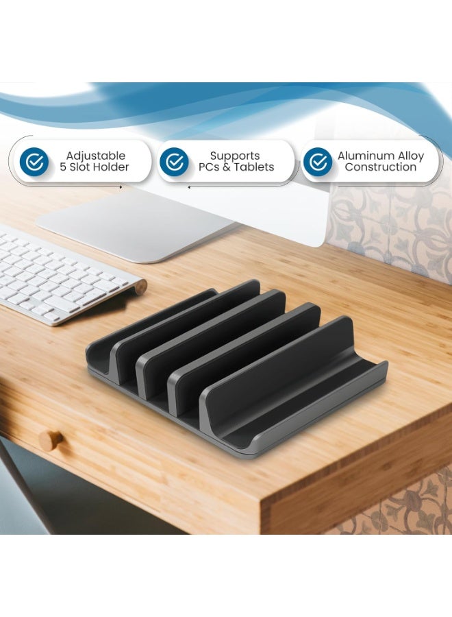 Bukela Multiple Laptop Holder Vertical, Laptop Vertical Stand Holds 5 Devices, Fits All MacBooks Laptops Tablets and Mobiles (up to 17.3”). Closed Upright Vertical Laptop Stand for Desk - Image 4