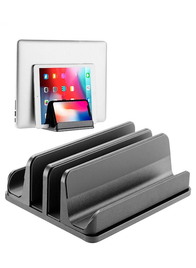 Bukela Multiple Laptop Holder Vertical, Laptop Vertical Stand Holds 5 Devices, Fits All MacBooks Laptops Tablets and Mobiles (up to 17.3”). Closed Upright Vertical Laptop Stand for Desk - Image 1