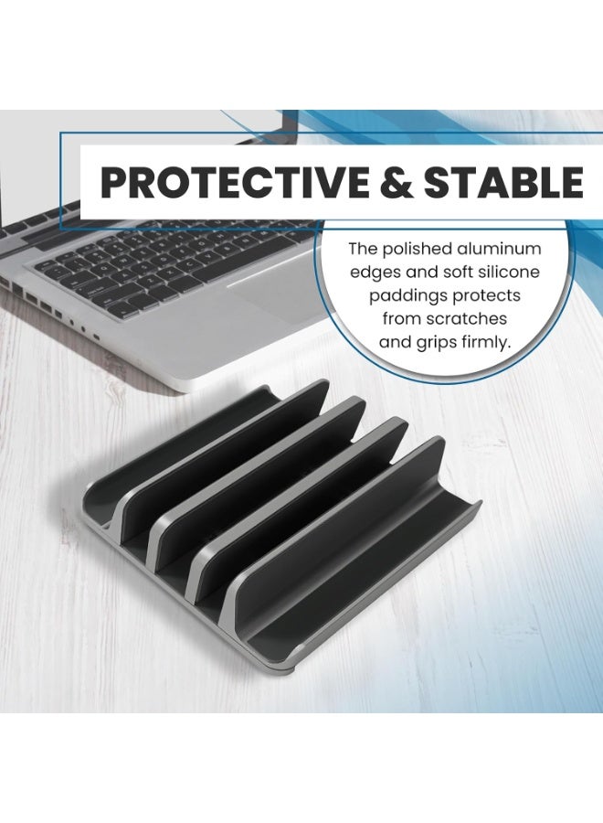 Bukela Multiple Laptop Holder Vertical, Laptop Vertical Stand Holds 5 Devices, Fits All MacBooks Laptops Tablets and Mobiles (up to 17.3”). Closed Upright Vertical Laptop Stand for Desk - Image 5