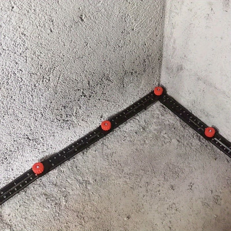 Red Hexagon 6 In 1 Folding Ruler Multi Angle Measuring Tool Woodworking Tile Laying - Image 5