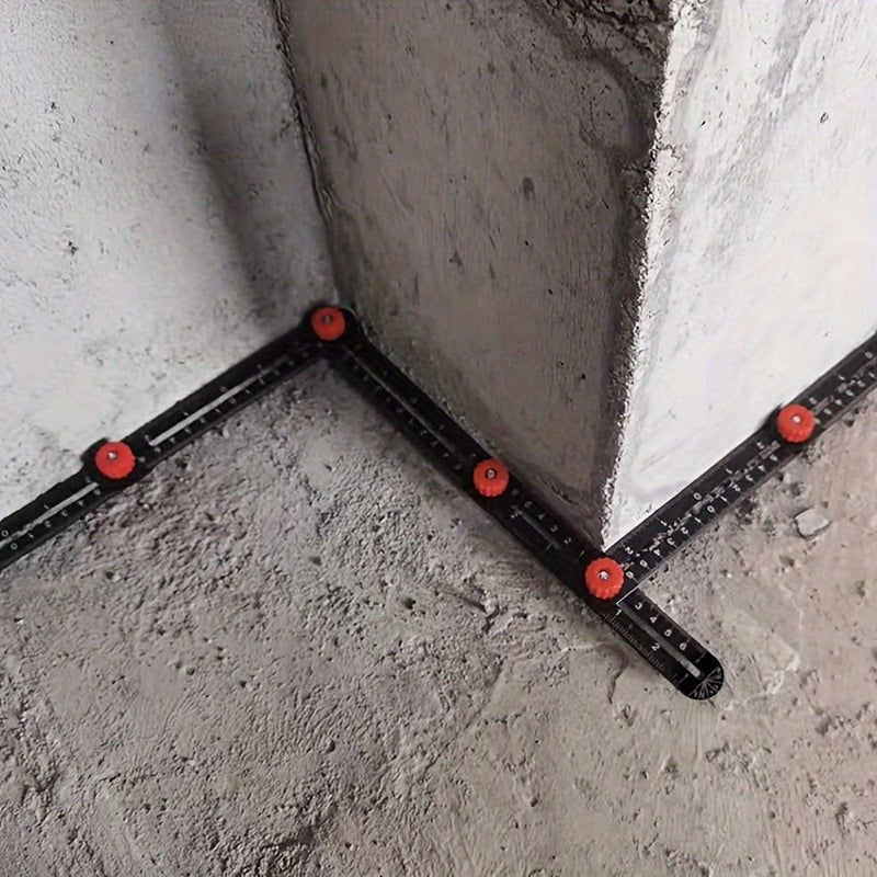 Red Hexagon 6 In 1 Folding Ruler Multi Angle Measuring Tool Woodworking Tile Laying - Image 3