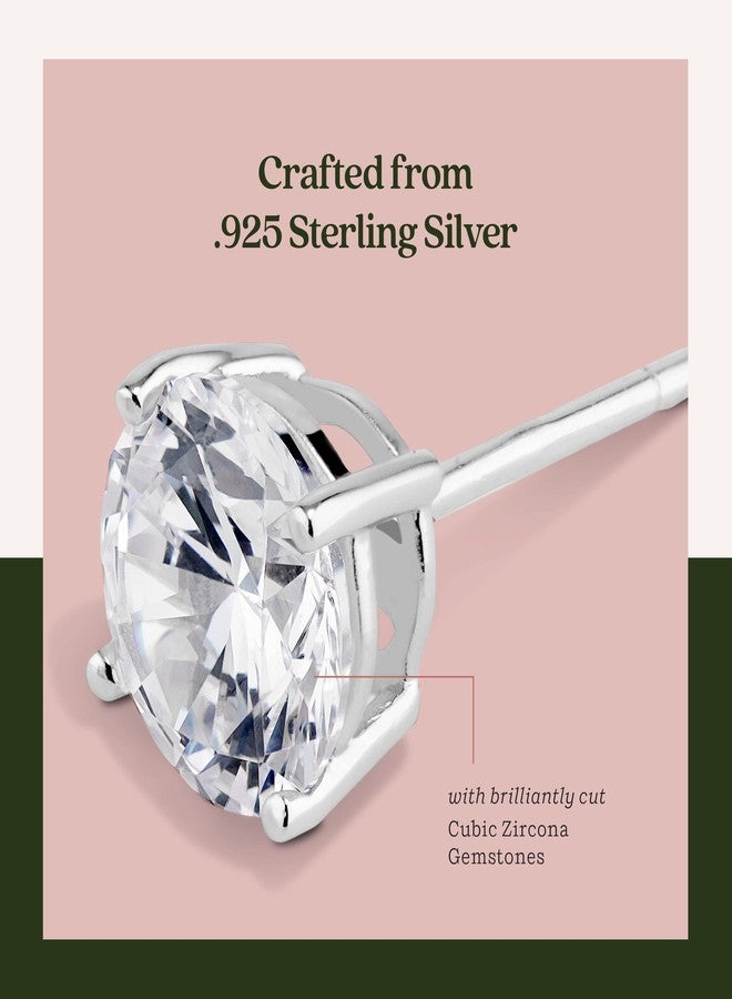 KEZEF Sterling Silver Stud Earrings for Women & Men | 9mm Cubic Zirconia Earrings Studs 4-Prong Setting - 14K Yellow Gold Premium CZ S925 Hypoallergenic - Image 3