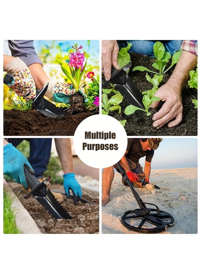 1 Piece Metal Detector Shovel Heavy Duty Double Serrated Edge Digger Digging Tool For Gold Prospecting Gardening Loosening Weeding Planting Black - Image 4