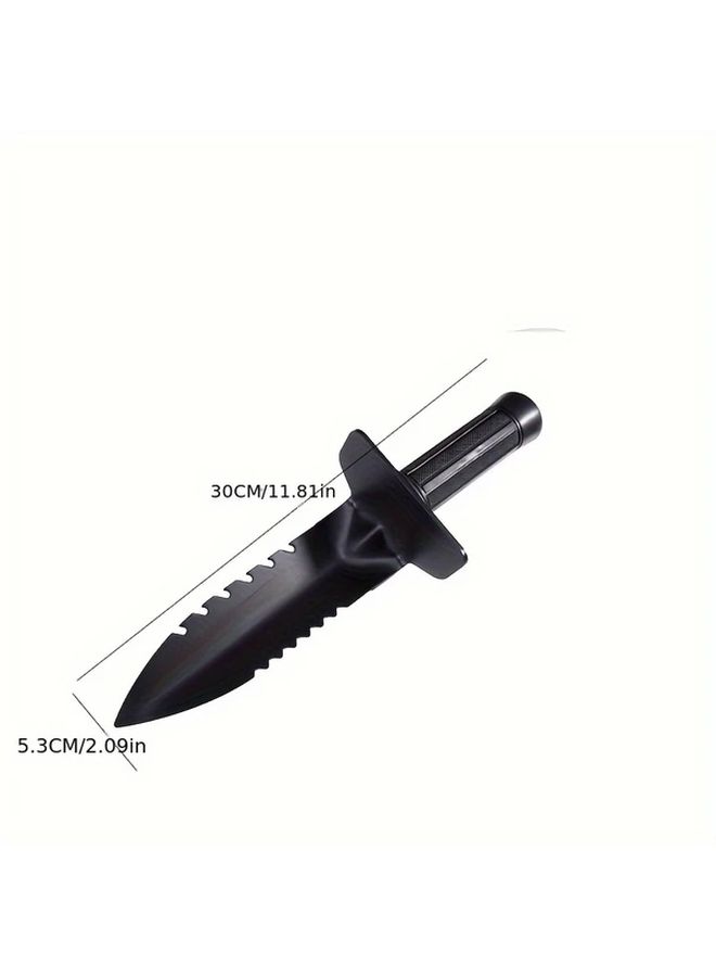 1 Piece Metal Detector Shovel Heavy Duty Double Serrated Edge Digger Digging Tool For Gold Prospecting Gardening Loosening Weeding Planting Black - Image 3