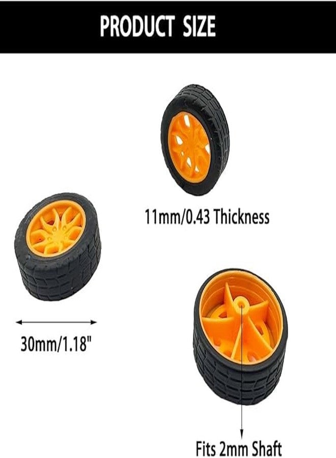 QBM Robotic Wheels, Yellow Rubber, 30mm x 13mm with 2mm Hole, Remote Control Compatible, DIY Robot Car Projects, 1:48 Scale, Ages 8+, (Pack of 4) - Image 3